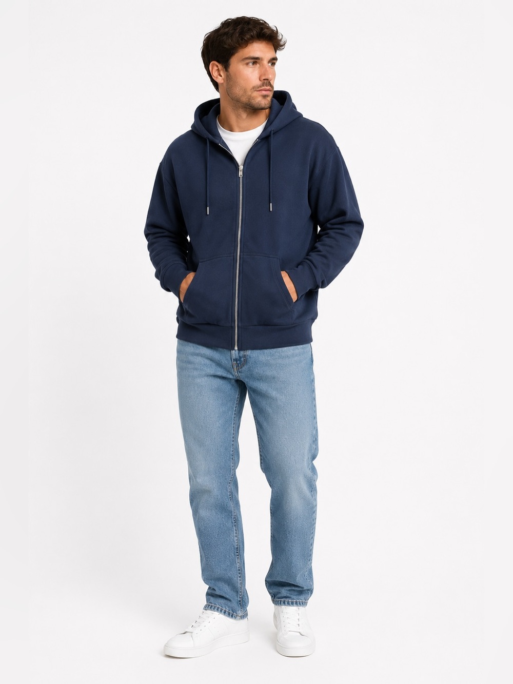 Navy Full-Zip Hoodie Sweatshirt
